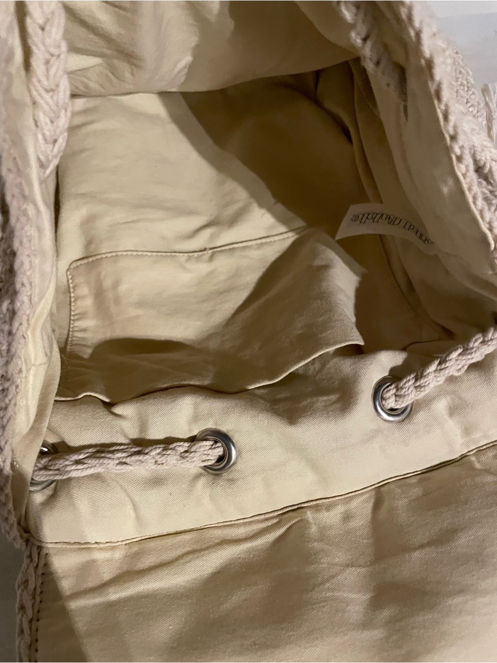 wild fable, Cream Crochet Backpack with Drawstring Flap, Like New - Picture 9 of 11